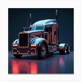 Futuristic Heavy Truck Design With Sleek Curves And Neon Lighting Effects 1 Canvas Print