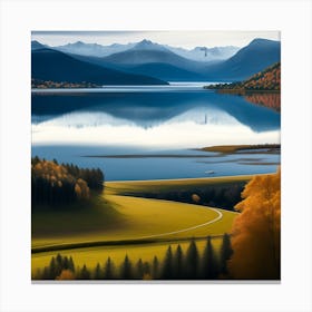 Autumn Lake In Scotland Canvas Print