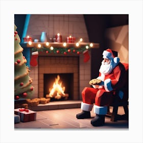 Santa Claus And Christmas Tree Canvas Print