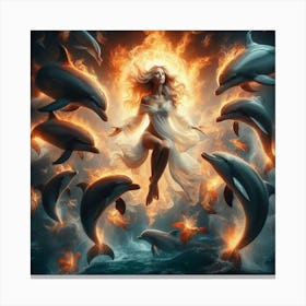 Dolphins And Fire Canvas Print
