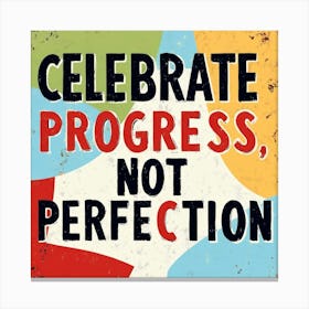 Progress Not Perfection Retro Style Motivational Design Canvas Print