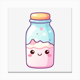 Kawaii Milk Bottle Canvas Print