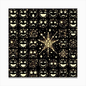 Golden Stars And Smiley Faces 1 Canvas Print