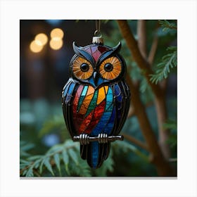 Stained Glass Owl Canvas Print