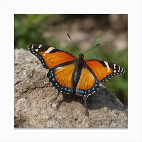 Butterfly On Rock Canvas Print