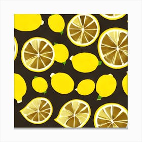 Lemons On Black Fabric Canvas Print