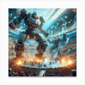 Giant Robots In A Stadium Canvas Print