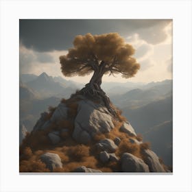 Tree On Top Of A Mountain 10 Canvas Print