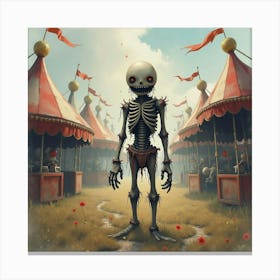 Horror Figure In A Watercolor Abandoned Carnival 1 Canvas Print