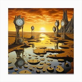 Clocks In The Desert Canvas Print