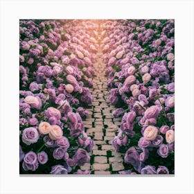 Purple Roses In The Garden Canvas Print