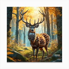 Deer In The Forest 144 Canvas Print