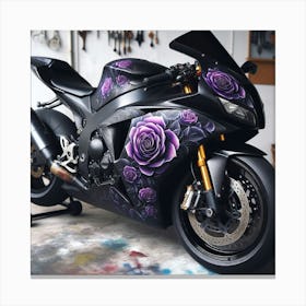 Roses On A Motorcycle Canvas Print