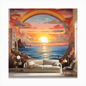 Rainbow Sunset Wall Mural Canvas Print