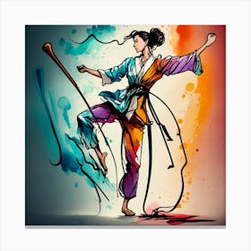 wushu Girl - Martial Arts - Bo Staff 2 Canvas Print