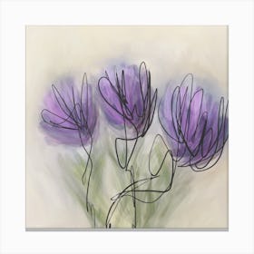 Purple Flowers Abstract Canvas Print