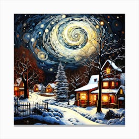 Christmas Twirled - Starry Christmas Scene Canvas Print