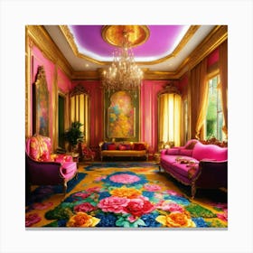 Futuristic Beautiful French Mansion Interior Sitti (14) Canvas Print