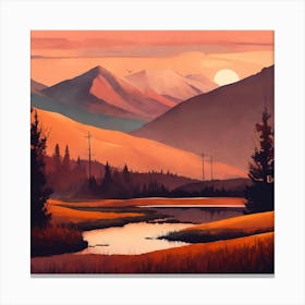 Sunset In The Mountains 1 Canvas Print