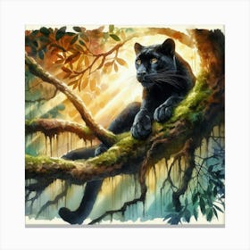 Black Panther In The Forest Canvas Print