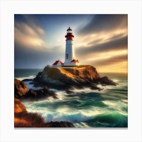 Lighthouse At Sunset 11 Canvas Print