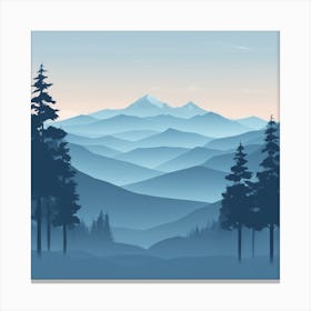 Misty mountains background in blue tone 49 Canvas Print