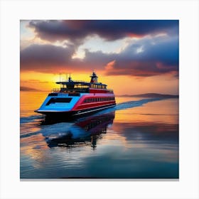 Sunset On The Bay Ferry 2 Canvas Print