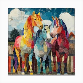Kitsch Patchwork Ponies Canvas Print