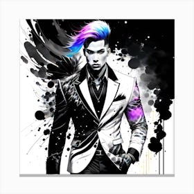 Man With Rainbow Hair Canvas Print