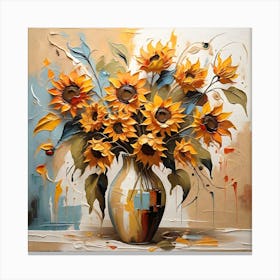 Sunflowers In Vase Abstract Canvas Print