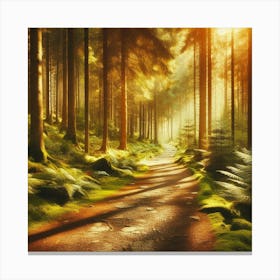 Forest Path In The Sun Canvas Print