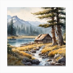 Cabin In The Mountains Canvas Print