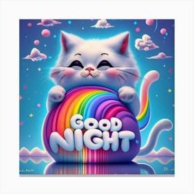 Good Night Cute Kitty Canvas Print