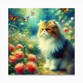 Cat With Butterflies 4 Canvas Print