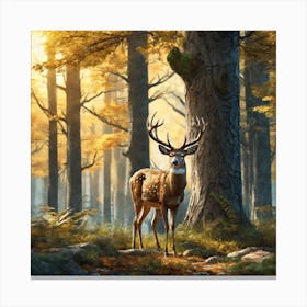 Deer In The Woods 55 Canvas Print