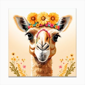 Floral Baby Camel Nursery Illustration (31) Canvas Print