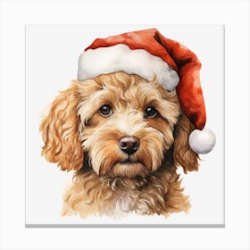 Poodle In Santa Hat 2 Canvas Print