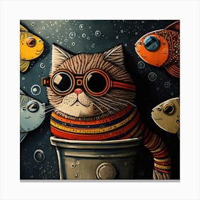 Cat With Goggles 1 Canvas Print