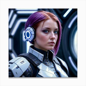 Futuristic Girl With Purple Hair 3 Canvas Print