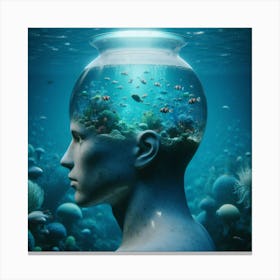 Portrait Of A Man Underwater Canvas Print