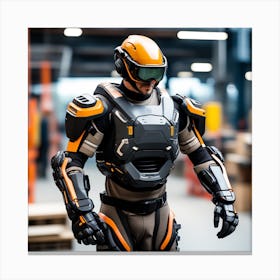 Futuristic Robot In Warehouse Canvas Print