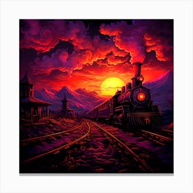 Train At Sunset,Photo train design Canvas Print
