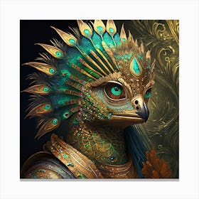 Firefly A Modern Illustration Of A Fierce Native American Warrior Peacock Iguana Hybrid Femme Fatale (13) Canvas Print