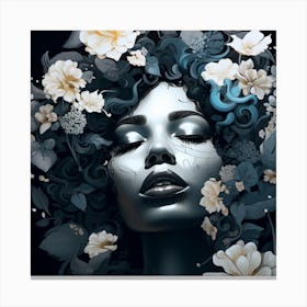 Black Woman With Flowers 6 Canvas Print