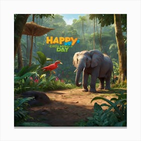 Happy Elephant Day Canvas Print