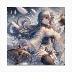 Anime Girl Holding A Book Canvas Print