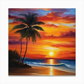 Sunset On The Beach 126 Canvas Print