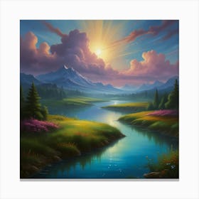 Sunset In The Mountains Canvas Print