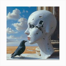 Bird On A Head Canvas Print