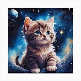 Kitten On The Moon 3 Canvas Print